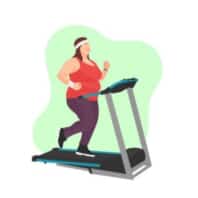 Infographie d'une femme obèse sur un tapis de course