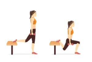 Infographie d'un exercice fessier pour femme : le squat bulgare