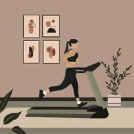 Infographie d'une femme courant sur un tapis de course